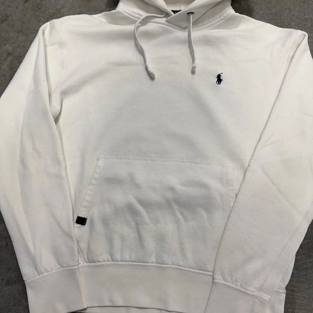 Polo Ralph Lauren White Hoodie Pullover Sweatshirt Boxy Preppy Medium